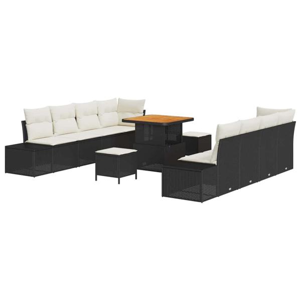 Gartensofa-set 11 Stk. Schwarz Poly-Rattan