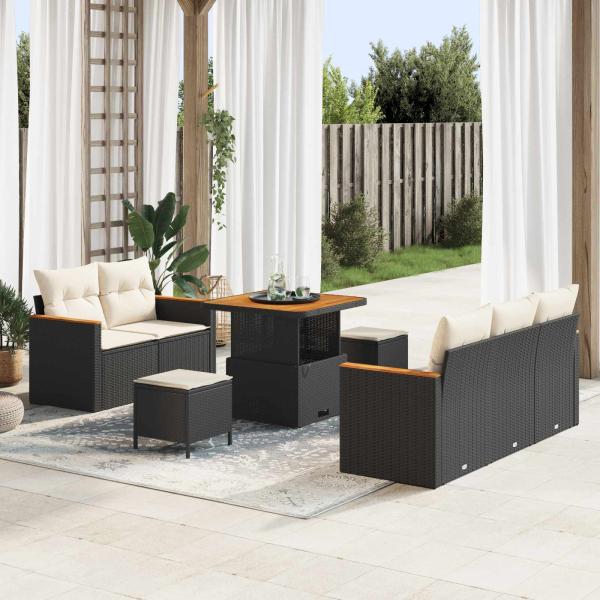 ARDEBO.de - Gartensofa-set 8 Stk. Schwarz Poly-Rattan