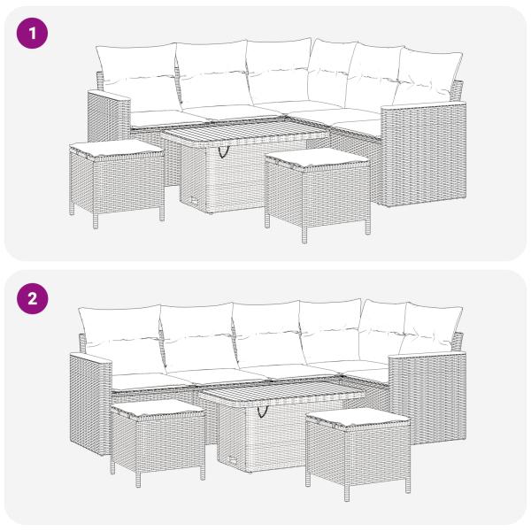 Gartensofa-set 8 pcs Beige Poly-Rattan