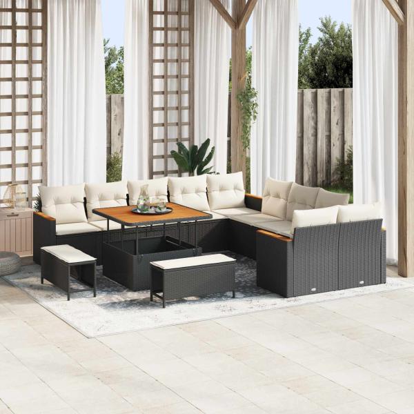 ARDEBO.de - Gartensofa-set 13 pcs Schwarz Poly-Rattan