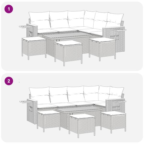 Gartensofa-set 9 pcs Schwarz Poly-Rattan