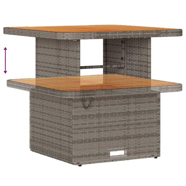11-teiliges Garten Sofa Set mit Kissen Grau Poly Rattan Akazie, 3-teiliges Garten Essenset mit Kissen Grau Poly Rattan Akazie