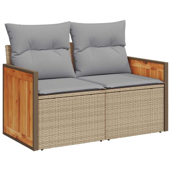 Gartensofa-set mit Kissen 10 pcs Beige und Hellgrau