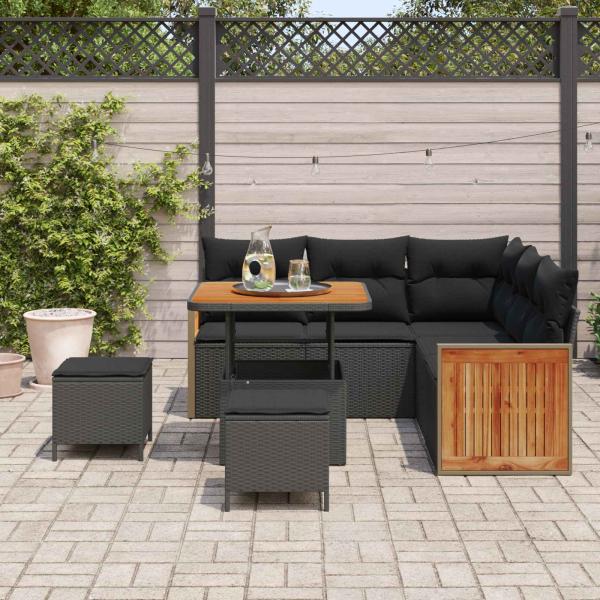 Gartensofa-set 8 stk. 8-Sitzanzahl Schwarz