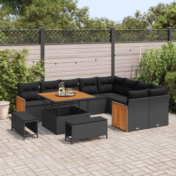 Gartensofa-set 12 stk. 12-Sitzanzahl Schwarz