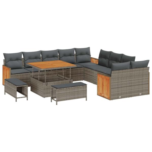 Gartensofa-set 13 Stk. 13-Sitzanzahl Grau