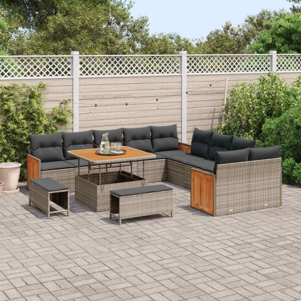 Gartensofa-set 13 Stk. 13-Sitzanzahl Grau