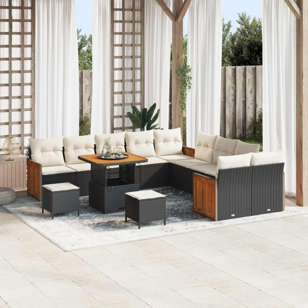 ARDEBO.de - Gartensofa-set 13 Stk. 13-Sitzanzahl Schwarz und Creme