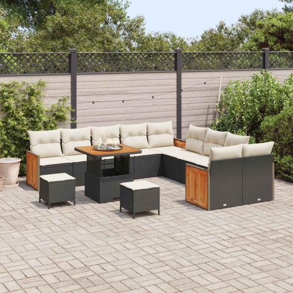 Gartensofa-set 13 Stk. 13-Sitzanzahl Schwarz und Creme