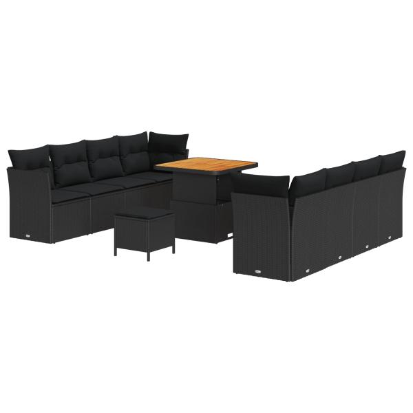 Gartensofa-set 11 stk. 8-Sitzer Schwarz Poly-Rattan