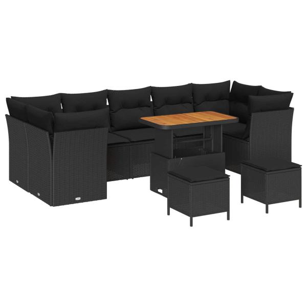 Gartensofa-set 10 stk. 7-Sitzanzahl Schwarz Poly-Rattan