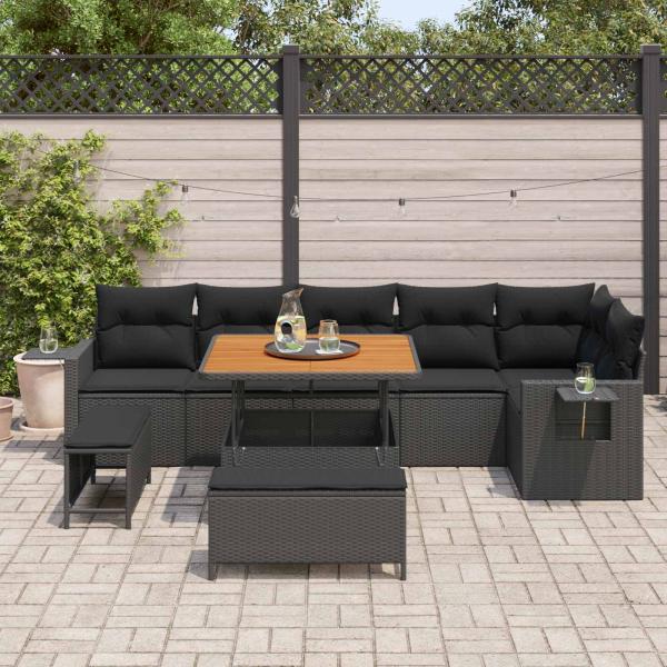 Gartensofa-set 11 Stk. Schwarz Poly-Rattan