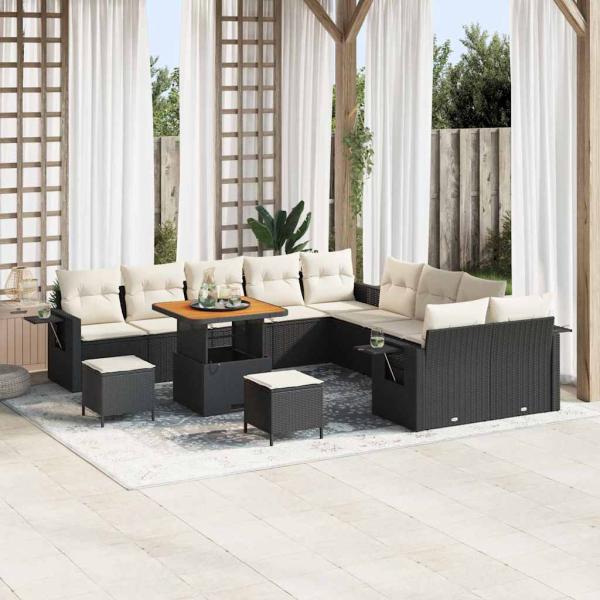 ARDEBO.de - Gartensofa-set 13 Stk. Schwarz Poly-Rattan