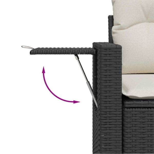 13-teiliges Garten-Sofa-Set mit Kissen Schwarz Poly-Rattan Akazie, 3-teiliges Garten-Dining-Set mit Kissen Schwarz Poly-Rattan Akazie