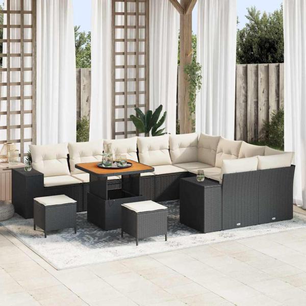 ARDEBO.de - Gartensofa-set 12 stk. 9-Sitzanzahl Schwarz und Creme