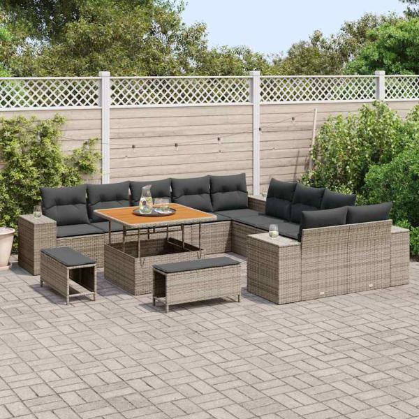 Gartensofa-set 13 stk. Grau Poly-Rattan