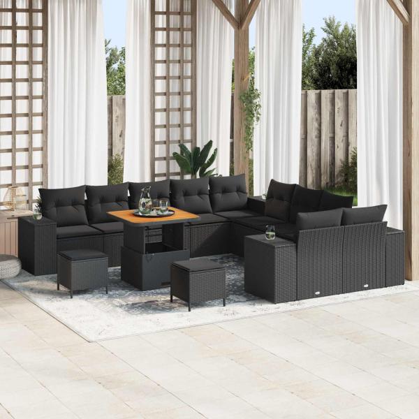 ARDEBO.de - Gartensofa-set 13 stk. Schwarz Poly-Rattan