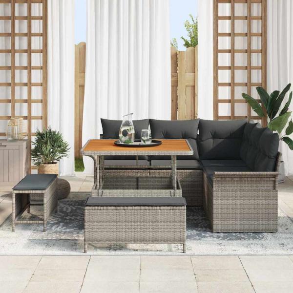 Garten-Sofa-Set 8 stk. 7-Sitzanzahl Grau