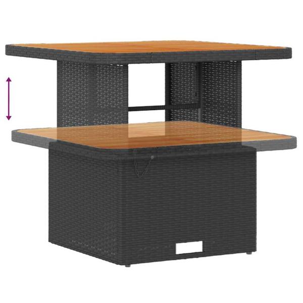 9-teiliges Garten Sofa Set mit Kissen Schwarzes Poly Rattan Akazie, 2-Sitzer Garten Sofa mit Stauraum & Kissen Schwarzes Poly Rattan, 3-teiliges Garten Essset mit Kissen Schwarzes Poly Rattan Akazie