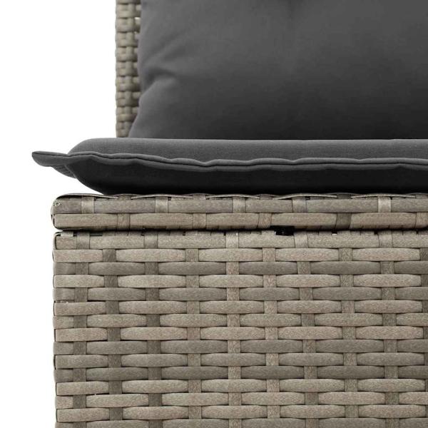12-teiliges Garten-Sofa-Set mit Kissen Grau Poly Rattan Akazie, 2-Sitzer Garten-Sofa mit Stauraum & Kissen Grau Poly Rattan, 3-teiliges Garten-Ess-Set mit Kissen Grau Poly Rattan Akazie