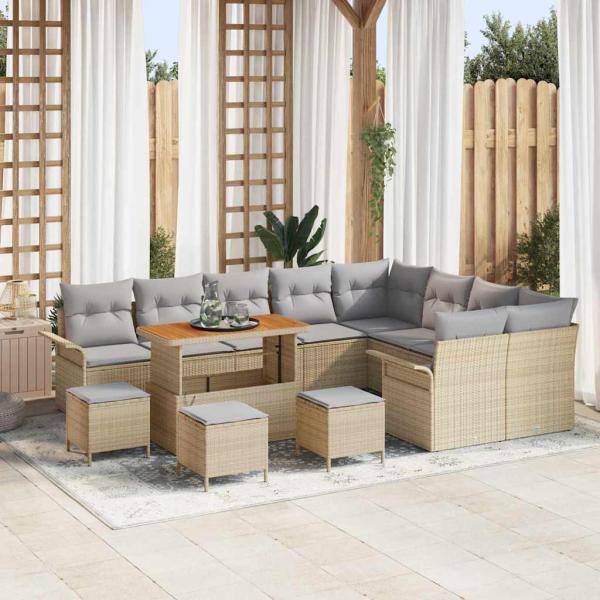 ARDEBO.de - Garten-Sofa-Set 13 stk. 12-Sitzanzahl Beige und Hellgrau