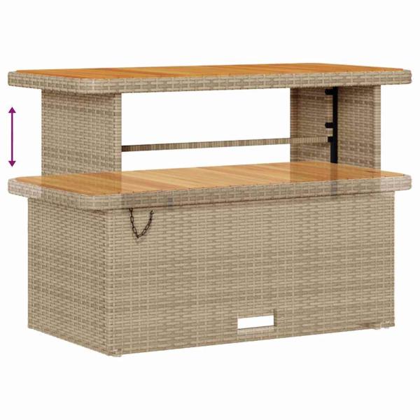 14-teiliges Garten Sofa Set mit Kissen Beige Poly Rattan Akazie, 2-Sitzer Garten Sofa mit Stauraum & Kissen Beige Poly Rattan, 4-teiliges Garten Essset mit Kissen Beige Poly Rattan Akazie