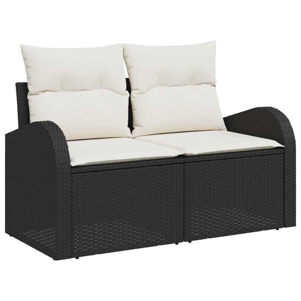 Garten-Sofa-Set 9 stk. 8-Sitzanzahl Schwarz und Creme
