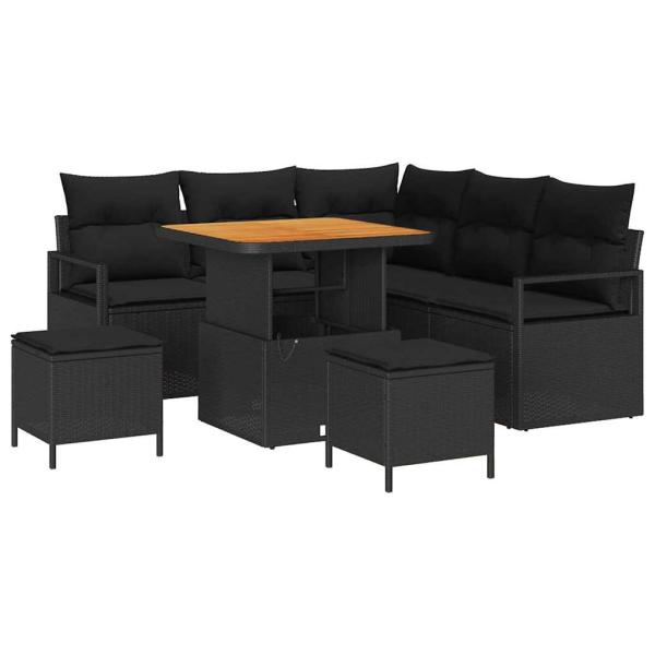 Garten-Sofa-Set 8 stk. 7-Sitzanzahl Schwarz