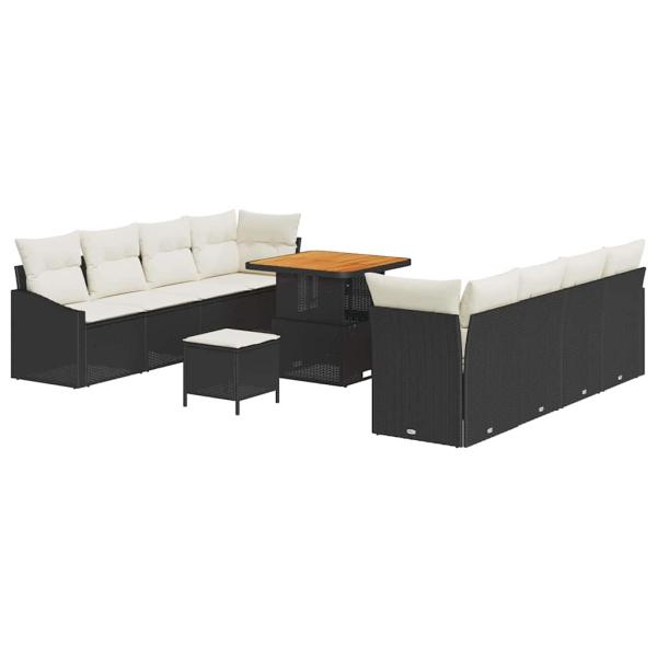 Garten-Sofa-Set 11 stk. 10-Sitzanzahl Schwarz und Creme