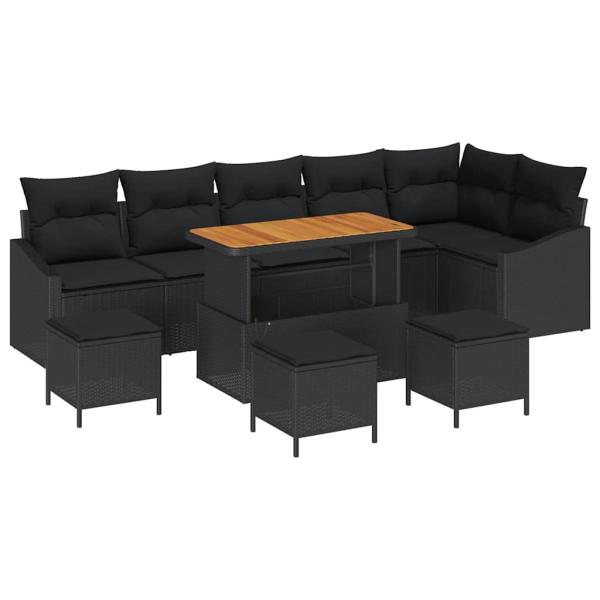 Gartensofa-set 10 stk. 8-Sitzanzahl Schwarz Poly Rattan