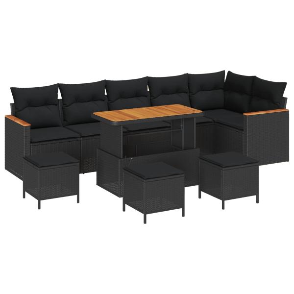 Gartensofa-set 10 stk. 6-Sitzanzahl Schwarz Poly Rattan