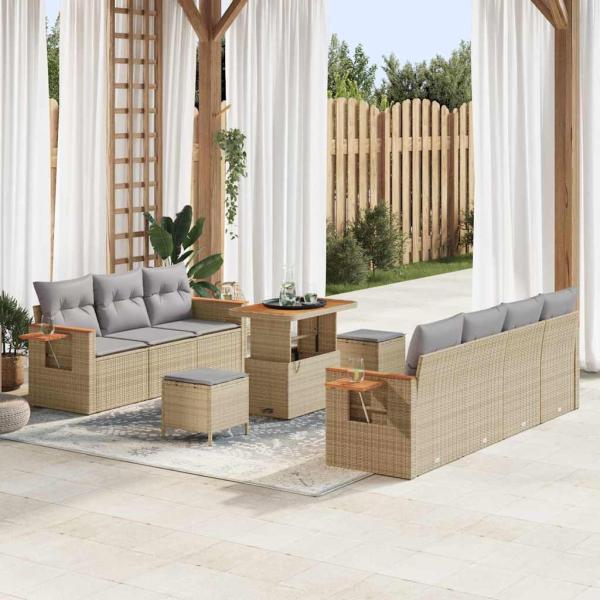 ARDEBO.de - Gartensofa-set 13 Stk. 9-Sitzanzahl Beige und Hellgrau