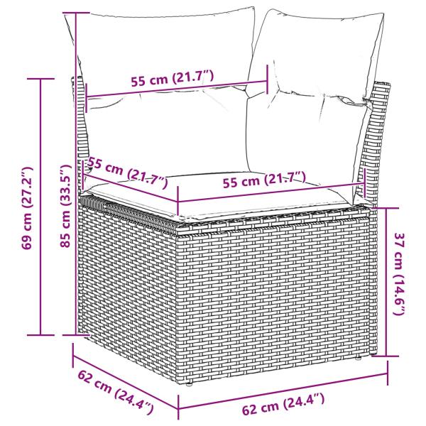 Gartensofa-set 11 Stk. 9-Sitzanzahl Schwarz Poly-Rattan