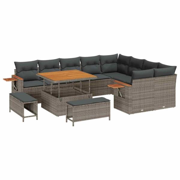 Gartensofa-set 13 Stk. 11-Sitzanzahl Grau Poly-Rattan