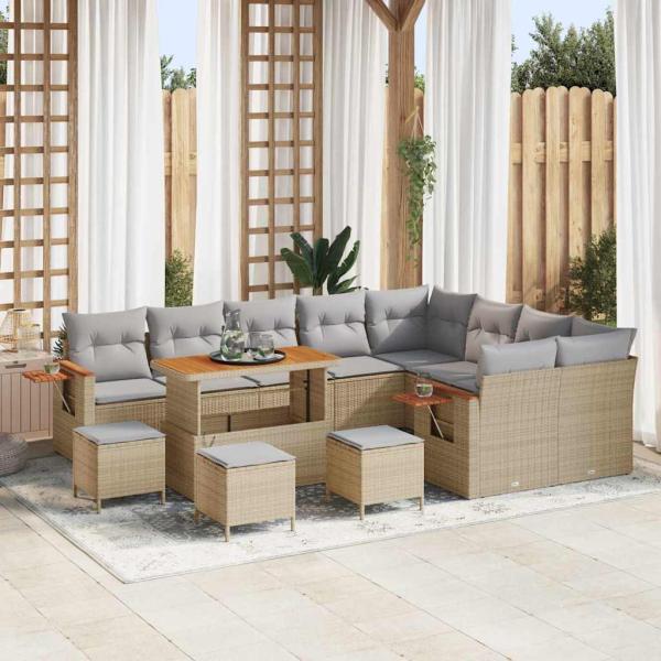 ARDEBO.de - Gartensofa-set 14 Stk. 10-Sitzanzahl Beige und Hellgrau