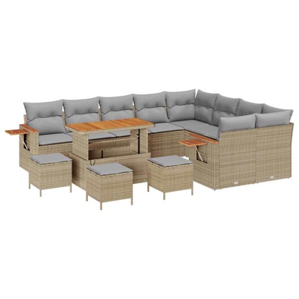 Gartensofa-set 14 Stk. 10-Sitzanzahl Beige und Hellgrau