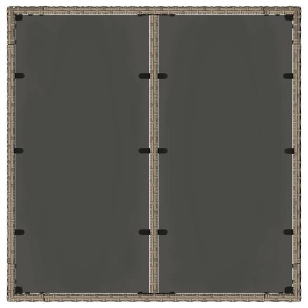 3-teiliges Garten Esstisch-Set Grau Poly-Rattan, Stapelbare Gartenstühle mit Kissen 2er Set Grau Poly-Rattan