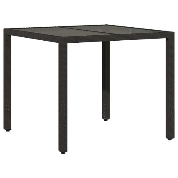 5-teiliges Garten Esszimmer Set Schwarz Poly Rattan, stapelbare Gartenstühle mit Kissen - 2-teiliges Set in Schwarz Poly Rattan