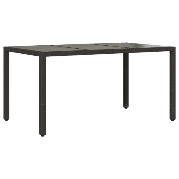 7-teiliges Garten-Esszimmer Set Schwarzes Poly-Rattan, Stapelbare Gartenstühle mit Kissen - 2-teiliges Set in Schwarz Poly-Rattan