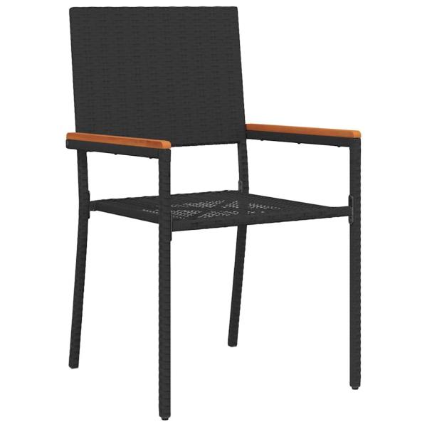 ARDEBO.de - 7-teiliges Garten Esstischset Schwarz Poly-Rattan, Stapelbare Gartenstühle mit Kissen - 2-teiliges Set in Schwarz Poly-Rattan