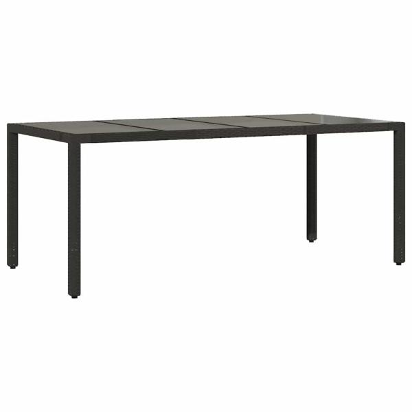 9-teiliges Garten Essset Schwarzes Poly Rattan, Stapelbare Gartenstühle mit Kissen - 2-teiliges Set in Schwarz Poly Rattan