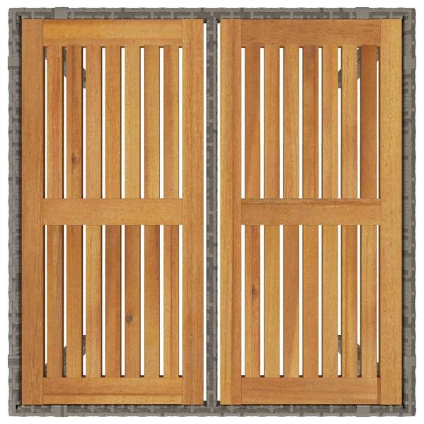 3-teilige Garten Essgruppe Graues Poly Rattan, Stapelbare Gartenstühle mit Kissen 2 Stück Graues Poly Rattan