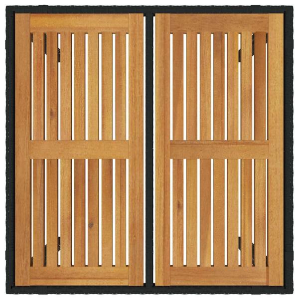 5-teiliges Garten-Essgruppen-Set Schwarz Poly Rattan Akazie, Stapelbare Gartenstühle mit Kissen 2 Stück Schwarz Poly Rattan