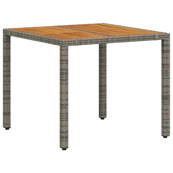 5-teiliges Garten Essset Graues Poly Rattan Akazie, Stapelbare Gartenstühle mit Kissen 2 Stück Graues Poly Rattan