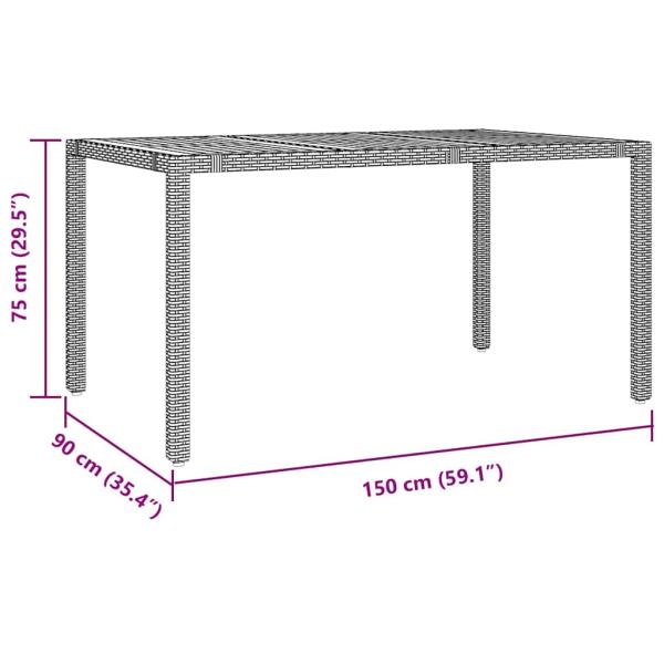 5-teiliges Garten Esstisch Set Schwarz Poly Rattan Akazie, Stapelbare Gartenstühle mit Kissen 2 Stück Schwarz Poly Rattan