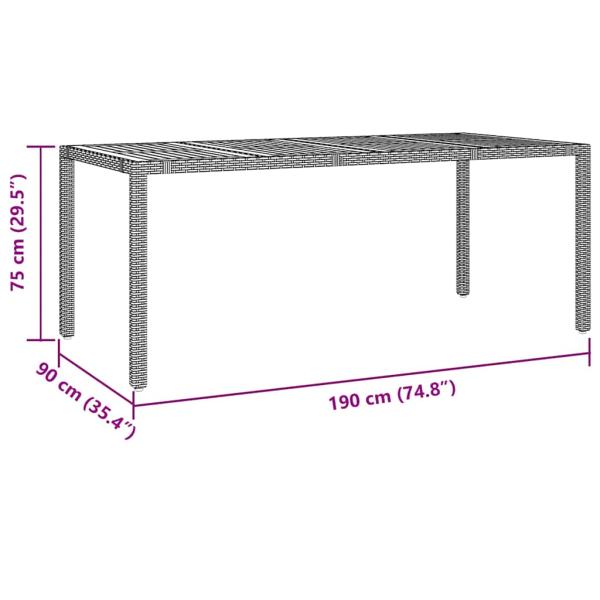 9-teiliges Garten Esszimmer Set Schwarzes Poly-Rattan Akazie, Stapelbare Gartenstühle mit Kissen 2 Stück Schwarz Poly-Rattan
