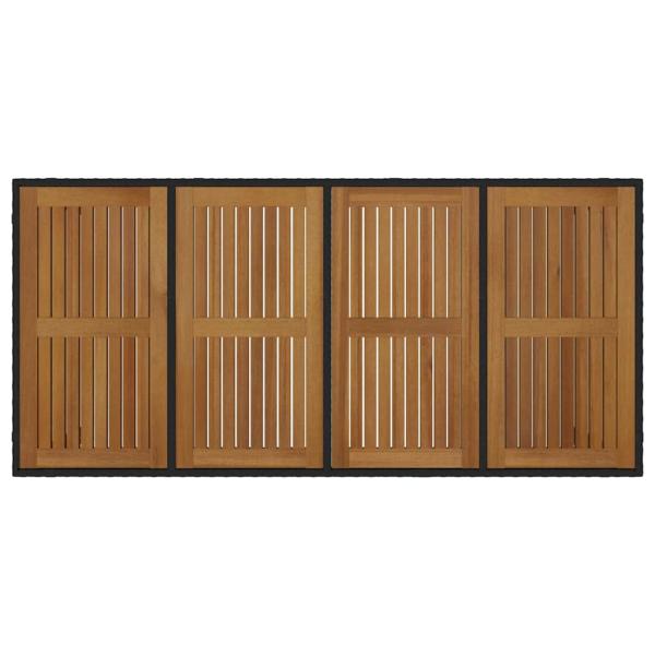 9-teiliges Garten Esszimmer Set Schwarzes Poly-Rattan Akazie, Stapelbare Gartenstühle mit Kissen 2 Stück Schwarz Poly-Rattan