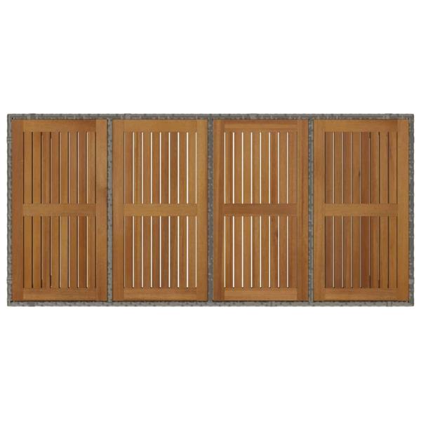 9 teiliges Garten Essgruppe Grau Poly Rattan Akazie, Stapelbare Gartenstühle mit Kissen 2 Stück Grau Poly Rattan