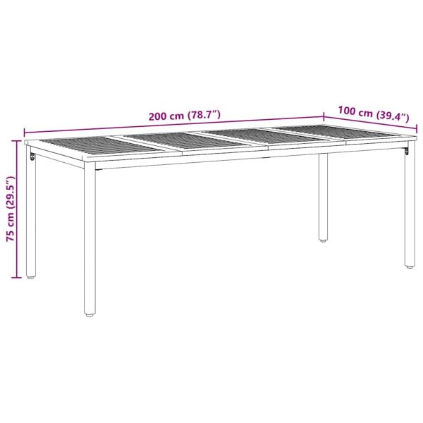 9-teiliges Garten Essset Beige Poly-Rattan Akazie, Stapelbare Gartenstühle mit Kissen - Set von 2 in Beige Poly-Rattan, Gartentisch 200x90x75 cm aus massivem Akazienholz und Metall