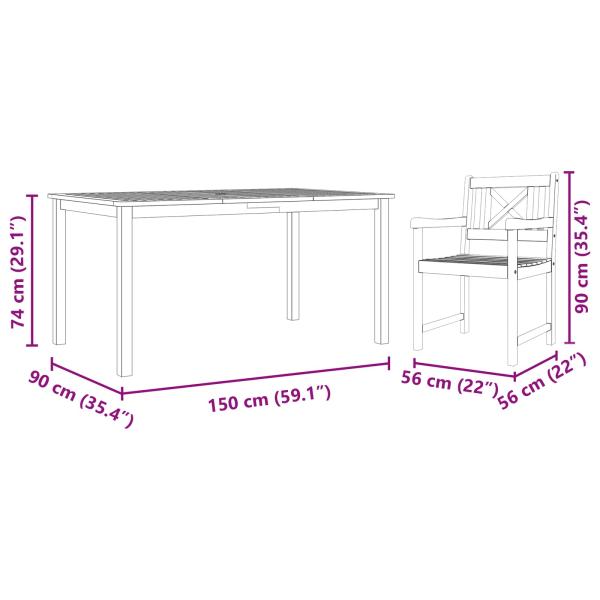 Garten Essgruppe 7 pcs Braun Massivholz Akazie